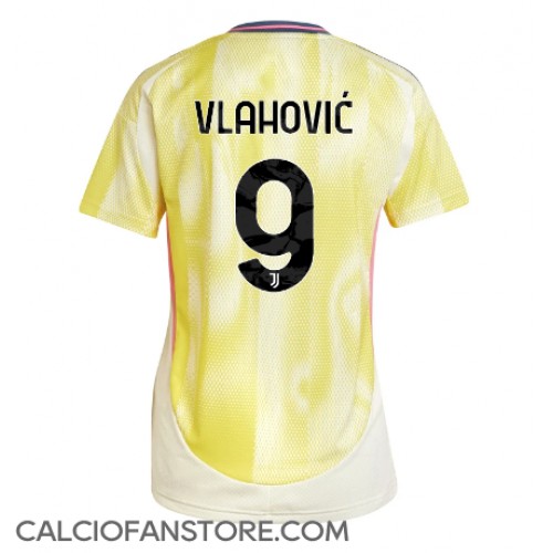 Maglia Calcio Juventus Dusan Vlahovic #9 Seconda Divisa Donna 2024-25 Manica Corta